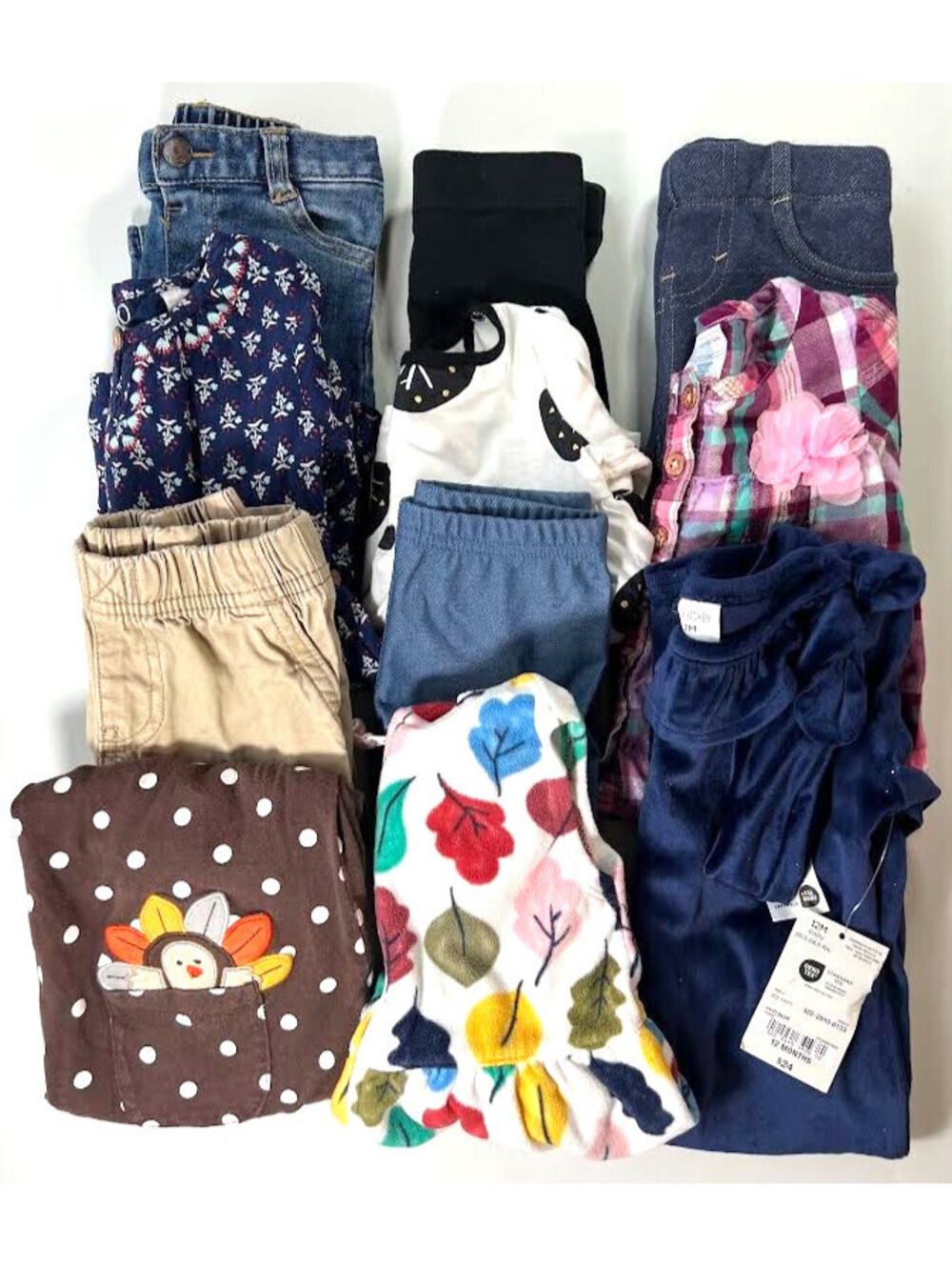 Girls Clothing Bundle-Size 12 Months, Lot of 11 Pieces, Thanksgiving Shirt, Fall